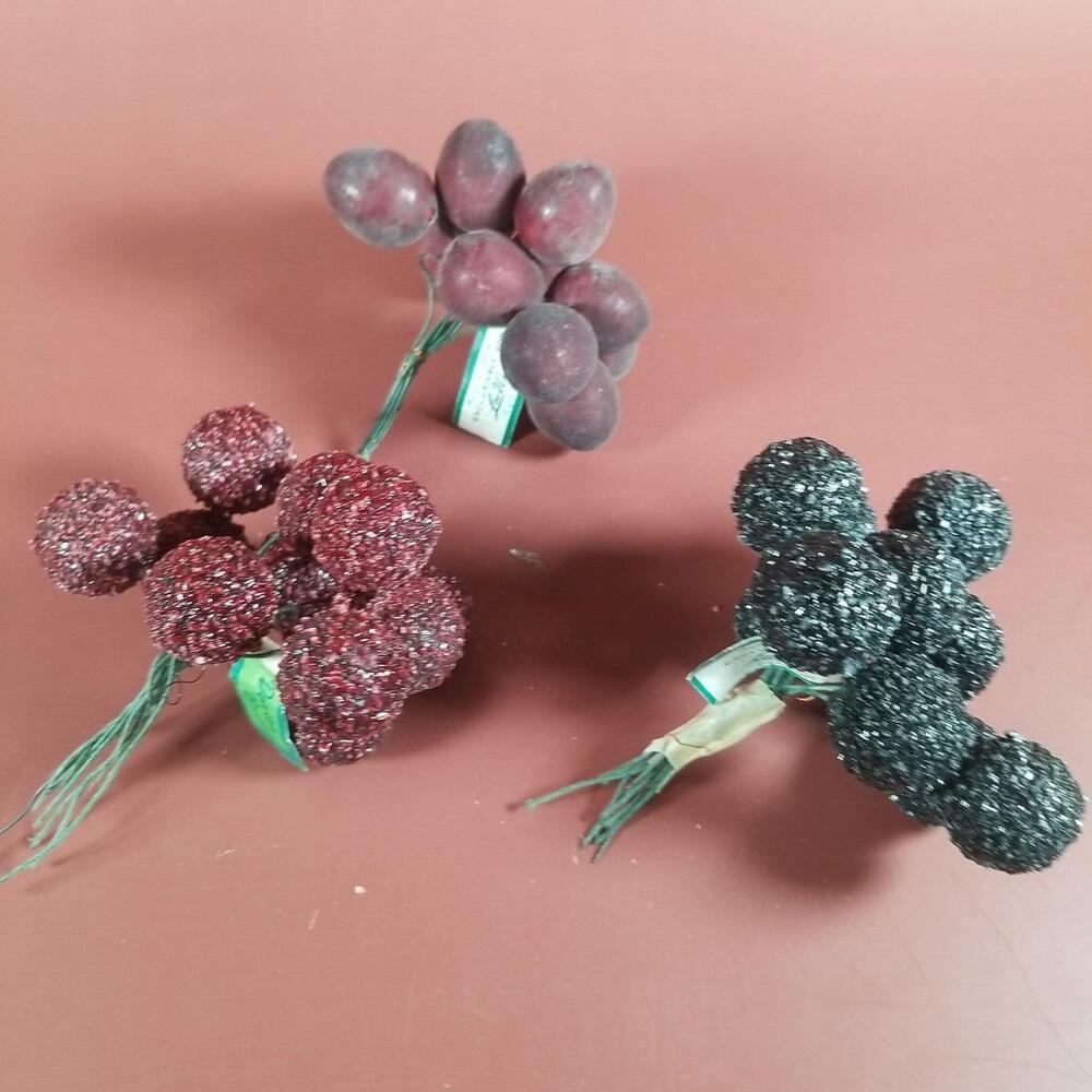 Vintage Millinery Grape Berry Fruit Decor Collection Red Black Japan Lot of 33